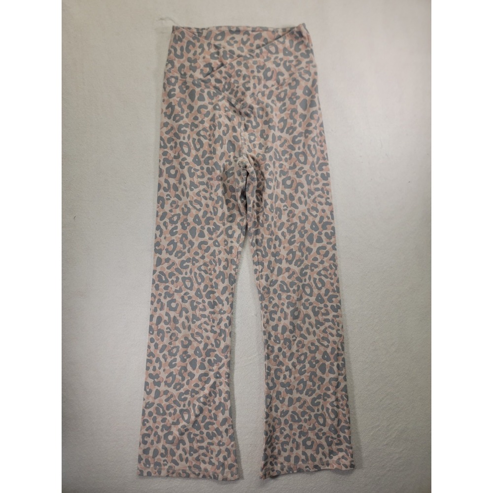 Victoria's Secret PINK High Waist V Crossover Flare Leggings Pink Leopard Size M